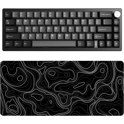 YUNZII AL68 Keyboard (Black, Milk V2) Gaming Mouse Pad(35.4'' x 15.7'', Black Topographic)