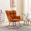 AENKYO 300LB Capacity Soft Teddy Fabric Rocking Chair w/Pocket - Ergonomic Nursery Glider, Solid Wood Base, for Living Room & Bedroom - 2 of 4