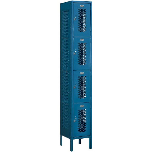 Salsbury Industries 74162BL-A 12" Four Tier Vented, 1 Wide x 6 Feet High x 12 Inches Deep, Assembled Metal Locker, Blue - image 1 of 2