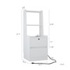 FONTOI Nightstand with Charging Station, Smart Nightstand with Bookshelf, Bedside Tables with Storage Cabinet for Bedroom, White, 15.74"*41.14"*15.74" - 3 of 4