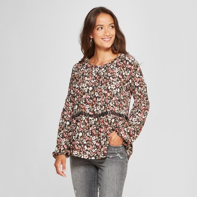 Womens Floral Print Long Sleeve Peasant Top - Knox Rose™ Black M – Target  Inventory Checker – BrickSeek