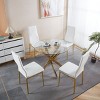 Set of 4 Modern High Back Dining Chairs with Metal Legs and PU Seats,Armless Design for Kitchen or Dining Room-The Pop Home - 2 of 4
