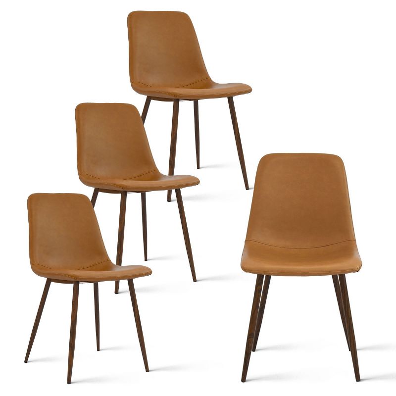 Set Of 4 Bingo Faux Leather Dining Chair Walnut Leg-Maison Boucle‎, 4 of 11