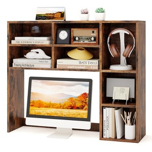 Tangkula Desktop Bookshelf Countertop Storage Hutch with 7 Cubes & 3 Adjustable Shelves Desk Organizer for Computer Desk - 1 of 4