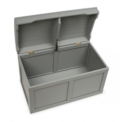 Gray Wooden Barrel Top Toy Chest with Safety Hinge