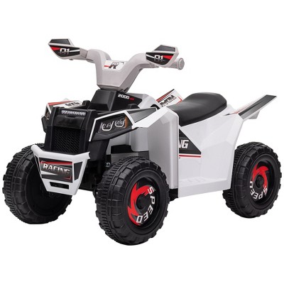 White 6V Kids ATV Quad Car with Wear-Resistant Wheels