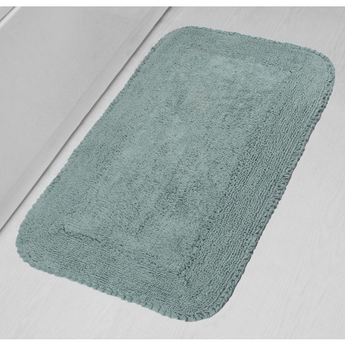 Double Ruffle Collection Cotton Ruffle Pattern Tufted Bath Rug