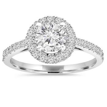 Pompeii3 1CT Halo Round Diamond Engagement Ring 14K White Gold
