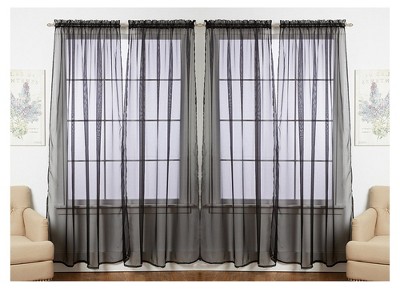 J&V TEXTILES 4-Pieces Sheer Solid Sheer Window Curtains 55x84 - Window Treatment Rod Pocket Voile Drape/Panel Sets for Patio Door