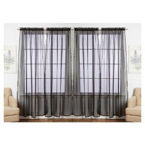 J&V TEXTILES 4-Pieces Sheer Solid Sheer Window Curtains 55x84 - Window Treatment Rod Pocket Voile Drape/Panel Sets for Patio Door - 1 of 4