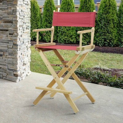 Director's Chair Counter Height Canvas Burgundy/Natural Flora Homes, Red