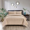 Pointehaven Heavy Weight Oversized Diamond Design Velvet Quilt Set - 2 of 4
