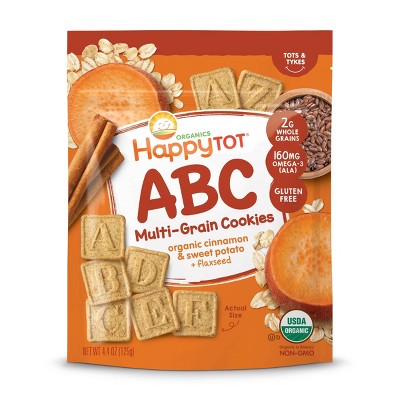 HappyTot ABC Organic Cinnamon & Sweet Potato with Flaxseed Multi-Grain Cookies Baby Snacks - 4.4oz