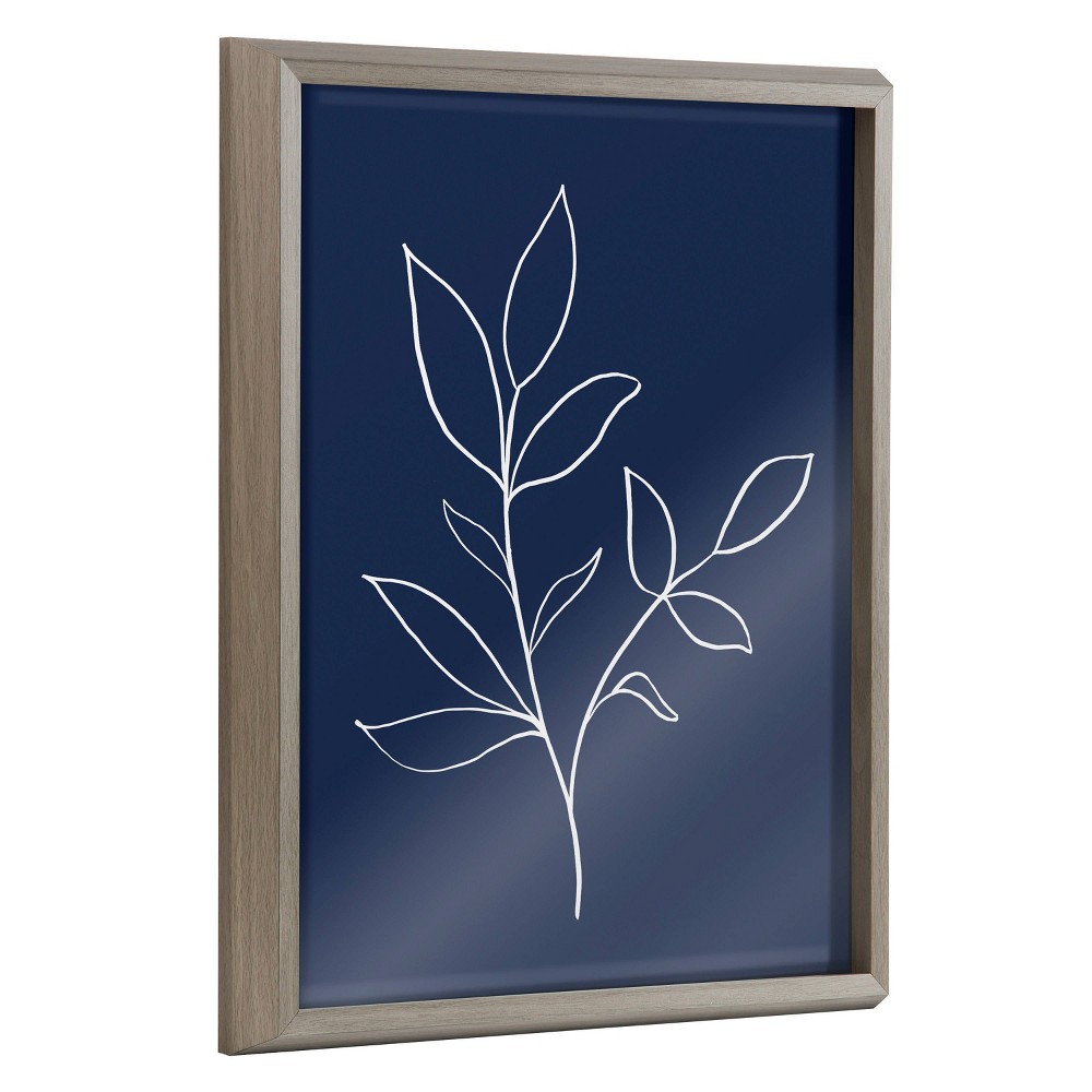 16"" x 20"" Blake Modern Blue Botanical Line Sketch Print 2 Framed Printed Glass Gray - Kate & Laurel All Things Decor -  86343078