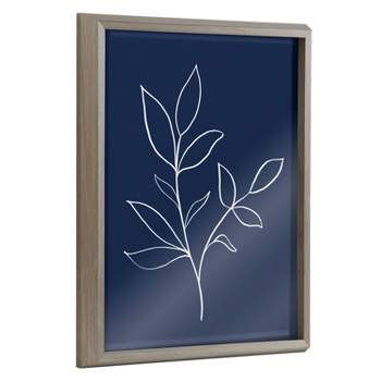16" x 20" Blake Modern Blue Botanical Line Sketch Print 2 Framed Printed Glass Gray - Kate & Laurel All Things Decor