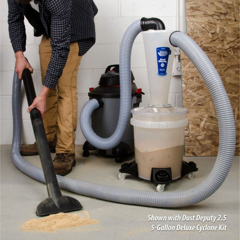 Oneida Air Systems Dust Deputy Plus Cyclone Separator for Wet/Dry Shop Vacuums with 3 Foot Connection Hose, Clear, 3 of 7