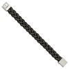 Black Bow Jewelry Men's 17mm Woven Black & Gray Leather Stainless Steel Bracelet, 8.5 In - 2 of 4