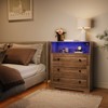 Small Dresser for Bedroom Closet Bedside with 3 Drawers, Wooden Dressers with Charging Station and LED Lights, Wood Chest of Drawers for Living Room - 4 of 4
