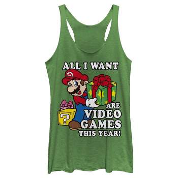 Women's Nintendo Christmas Mario All I Want Are Video Games Racerback Tank Top
