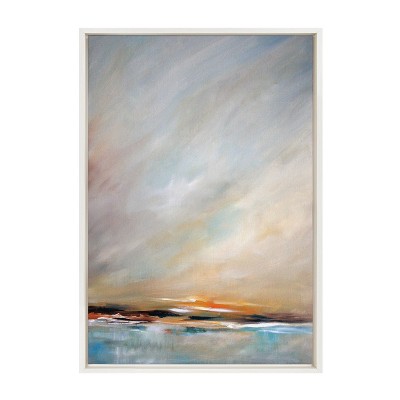 Sylvie Day's End Coastal Landscape Canvas Art in White Frame