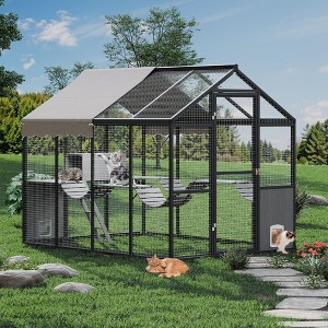 Catio Outdoor Cat Enclosure with Weather-Resistant Cover, Large Cat House with 2 Platforms, 2 Bridges & a Resting Box for Multiple Kittens - 1 of 4