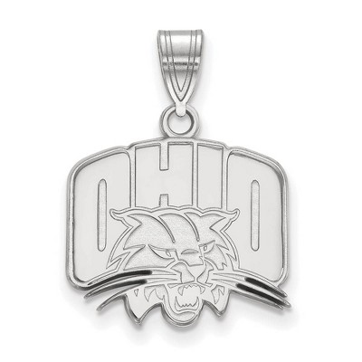 Black Bow Jewelry 14k White Gold Ohio Bobcats NCAA Medium Pendant