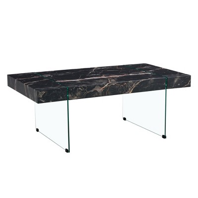NicBex Modern 43.3" Rectangle Coffee Table with Tempered Glass Legs for Living Room and Office
