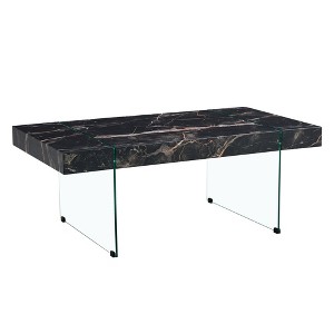 NicBex 43.3 Inch Rectangle Coffee Table with Marble/Texture Patterned Tabletop and Tempered Glass Legs for Living Room,Bedroom - 1 of 4