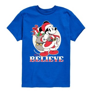 Boys' - Disney - Believe Santa Mickey Christmas Short Sleeve Graphic T-Shirt - 1 of 4