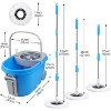 Spin Mop and Bucket with Wringer Set on Wheels, 360 Spinning Mop  Floor Cleaning System with 3 Microfiber Replacement Heads Blue - 2 of 4