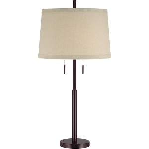 Possini Euro Design Modern Buffet Table Lamp 33" Tall with USB Charging Port Dark Bronze Drum Shade for Bedroom Living Room Office - 1 of 4