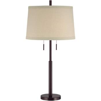 Possini Euro Design Modern Buffet Table Lamp 33" Tall with USB Charging Port Dark Bronze Drum Shade for Bedroom Living Room Office