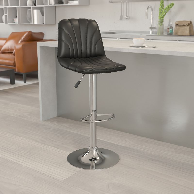 Flash Furniture Contemporary Vinyl Adjustable Height Barstool with Embellished Stitch Design and Chrome Base, 2 of 11