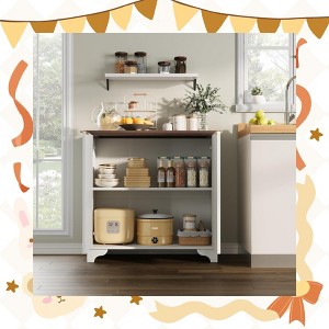Garvee Modern Farmhouse Coffee Bar Cabinet – Kitchen Storage Cabinet with Fluted Doors, Sideboard Buffet with Adjustable Shelves - 1 of 4