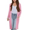 Girl's Open Front Cardigan Long Sleeve Knit Sweaters Kids Lightweight Cute Casual Loose Outerwear Coats with Pockets - 3 of 3