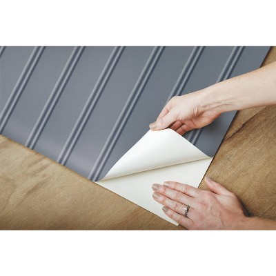 Navy Blue Wood Look Beadboard Peel and Stick Wallpaper