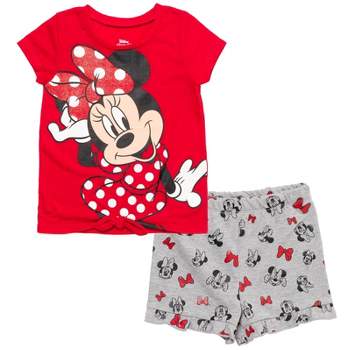 Mickey Mouse & Friends Minnie Mouse Lilo & Stitch Princess Winnie the Pooh Girls T-Shirt and French Terry Shorts Outfit Set Toddler