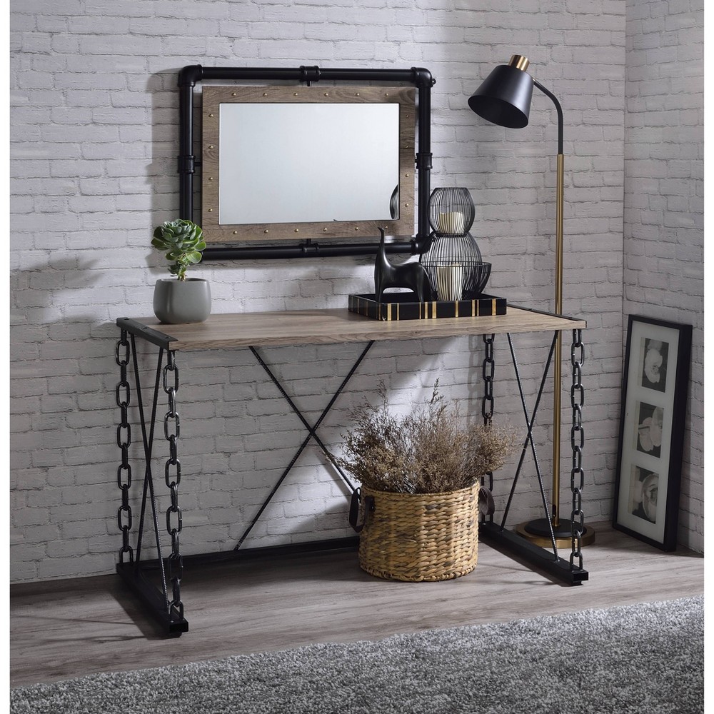 Photos - Dining Table 48" Jodie Console Table Rustic Oak and Antique Black Finish - Acme Furnitu