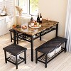 Hooseng Dining Table Set for 4, Industrial Dining Table Set with Bench and 2 Short Stool, Dinner Table with Metal Frame and Storage Shelf - 4 of 4