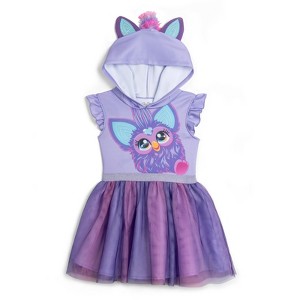 Furby Big Girls Scuba Cosplay Hooded Tulle Tutu Dress Purple 14-16 - 1 of 4