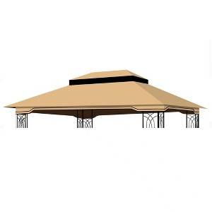 10x12 Ft Outdoor Patio Gazebo Replacement Canopy,Double Tiered Gazebo Tent Roof Top Cover Only(Frame Not Include)-Tan - 1 of 4