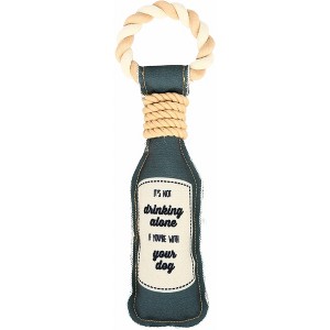 Pavilion Gift Company - Drinking Alone - 13" Canvas Dog Toy on Rope - Pet Toy - 1 of 4