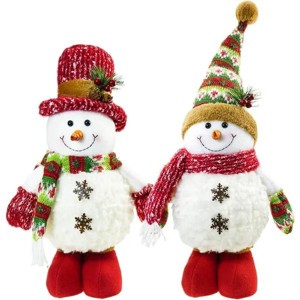 13" H Christmas Snowman Family with Red Knitted Scarf and Hat Christmas Decor, Christmas Family Snowman Figurines Ornaments Tabletop Decorations - 1 of 4