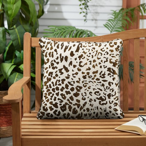 Set of 2 Black & Tan Striped Square Outdoor Corded Throw Pillows