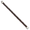 Black Bow Jewelry 10mm Stainless Steel Distressed Brown Leather Woven Bracelet, 8.75 In - 2 of 4