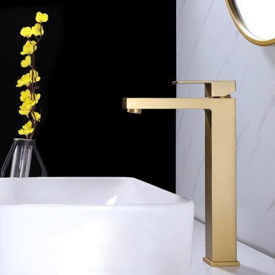 Brushed Gold Single Handle Vessel Sink Bathroom Faucet