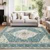 Washable Vintage Area Rug, Non-Slip Low Pile Throw Soft Rugs with Rubber Backing, Area Rug Rugs for Living Room,Vintage Rugs Medallion Carpet - 2 of 4