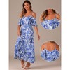 Allegra K Women's Tropical Flare Sleeve Midi Off-Shoulder Sundresses - 2 of 4
