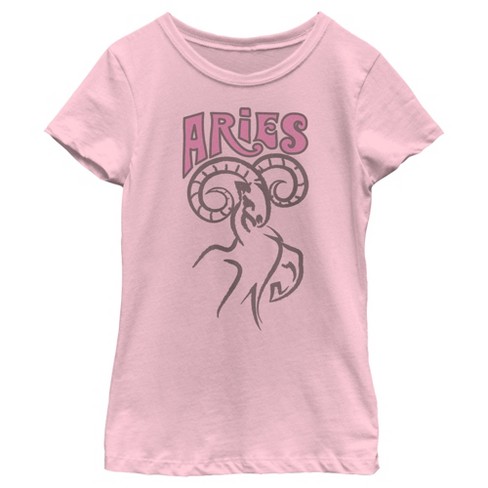 Girl's Lost Gods Zodiac Aries Art Symbol T-shirt - Light Pink - X Large ...