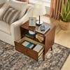 Modern Fluted Sofa Side Table, Wooden End Table With Drawer & Open Shelf, Accent Bedroom Nightstand, Farmhouse Bedside Table for Living Room - 2 of 4
